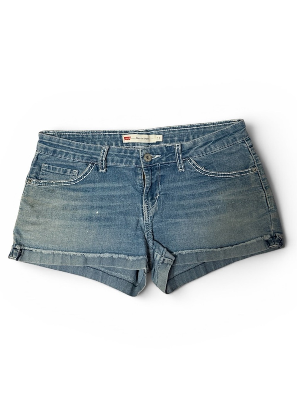 Levi's Faded Blue Denim Rolled-Hem Shorts